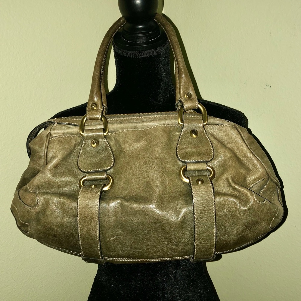 FRANCESCO BIASIA Khaki Brown Leather Shoulder Bag
